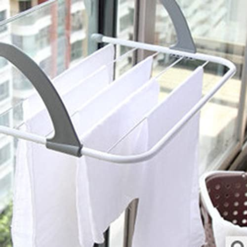 Rcniso Tendedero Plegable para Ropa, Tendedero Plegable para Balcón, Portátil para Radiadores y Mamparas, Material Metálico ABS (Gris)