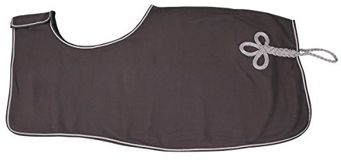 QHP Nierendecke Fleece-Ausreitdecke Ornament Fleecedecke Sattelausschnitt hinten mit Ornament in Silber (grau, XL)