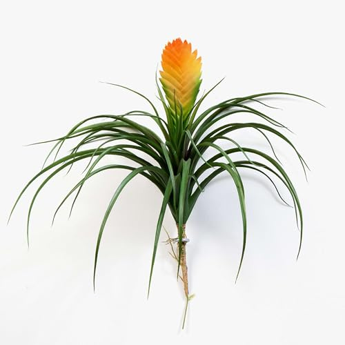 artplants.de Deko Vriesea Benicia auf Steckstab, gelb-orange, 30cm | Künstliche Sukkulente