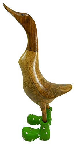 Thai Gifts Bamboo Duck With Wellington Boots -Green 40cm