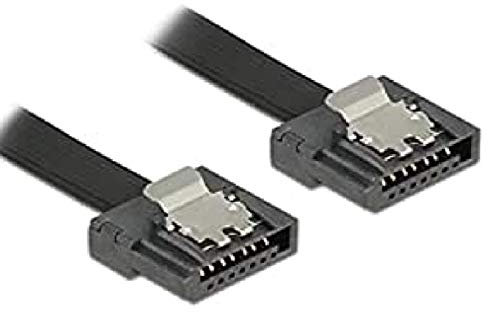 DeLock 2X Kabel SATA III Flexi 6 Gb/s 50 cm [ schwarz ] mit Metallclips HQ extrem flach und flexibel