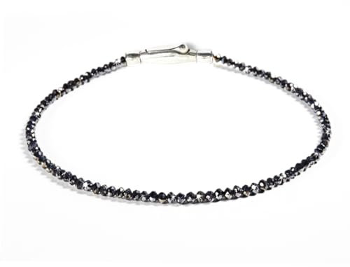 GLOWYBOX Diamant Armband aus natürlichen, echten Diamanten facettiert, Verschluss 925er Sterling Silber Tennisarmband, Diamantarmband Geschenkidee für Damen Frauen, Herren,Männer (schwarz, 16.00)