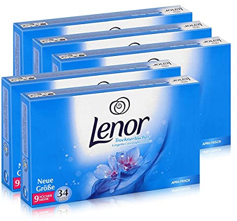 Lenor Trocknertücher Aprilfrisch 34 Tücher - Wäschepflege im Trockner (5er Pack)
