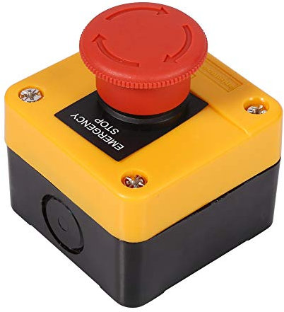 Nikou Interruptor de paro de emergencia de señal roja - Botón pulsador Interruptor de botón pulsador a prueba de intemperie, 660V 10A, plástico