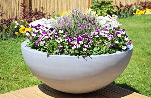 Primrose Small Polystone Lismore Flower Bed Grey Low Bowl Planter 70cm (27.6in)