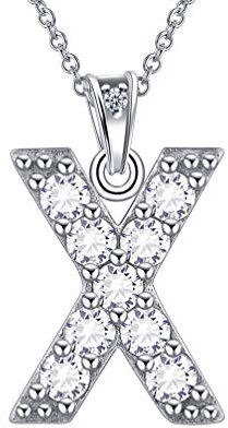 Jewmon Sterling Silber Alphabet Halskette Iced Out Anfangsbuchstaben Schmuck Frauen Mädchen Monogramm Anhänger Halskette FP0073X