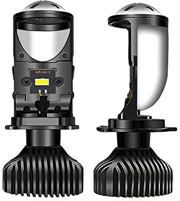 Heinmo H4 Led Headlight Bulbs Mini Projector Lens 9003 High Low Beam Solve Astigmatism Problem Plug Play H4 Led Headlights Conversion Kit Car Motorcycle 35W 5500K 8000LM Right side drive