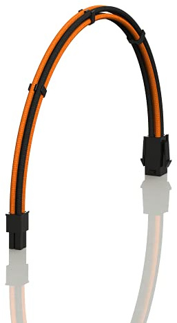LINKUP - AVA 30cm EPS 4 Pin CPU ATX Motherboard PSU Power Supply Braided Sleeved Custom Mod PC Extension Cable w/Combs | Strong & Stiff Design | Single Pack | 300mm - OrangeBlack