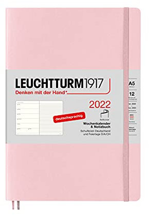 LEUCHTTURM1917 363556 Wochenkalender & Notizbuch 2022 Softcover Medium (A5), 12 Monate, Puder, Deutsch
