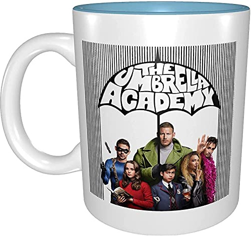 KEROTA The Umbrella Academy Ceramic Mug Coffee Cup with Handle Suitable for Cappuccino, Tea, Cocoa, Cereal Sky Blue