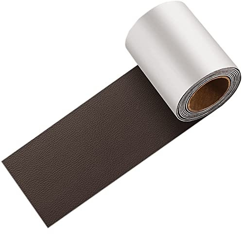 GELAISI 7.6 * 152cm Dunkelbraun Leder Patch Kit Selbstklebende,PVC Lederfolie,Kunstleder Rindsleder Optik,Lederreparatur Für Couch Sofa Risse, Verbrennungen, Autositze Zubehör