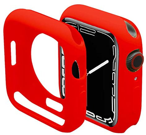 Miimall Custodia per Apple Watch Serie 9/8/7 45mm, Case Protettiva in TPU, Case Sottile Antiurto Senza Protettore Dello Schermo, Cover con Cornice Morbida per Apple Watch 45mm Serie 9/8/7, Rosso