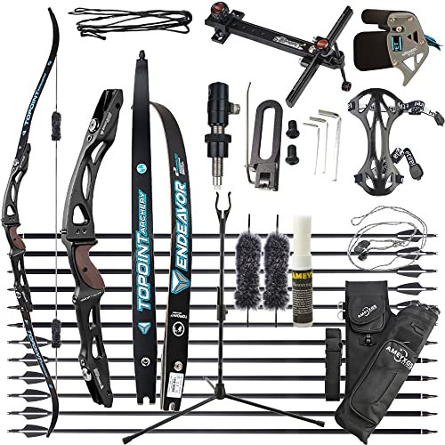 wolfman Recurvebogen Set Erwachsene 18-44 Lbs ILF Bogengriff Bogenschießen Bogen Pfeil Set Jagdbogen Recurve Bogen Rechtshändig für Outdoor Training Schießen Jagd (Schwarzset, 70/40Lbs)