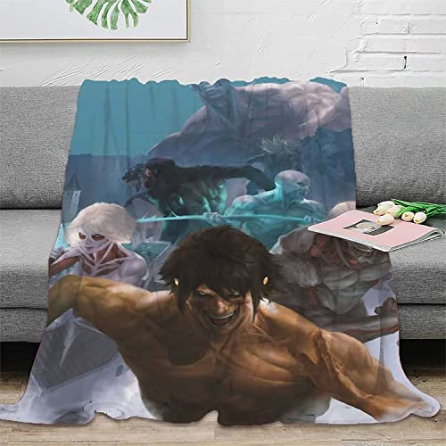 Attack On Titan Eren Anime 3D-Digitaldruck Flanell Ultraweiche Micro-Fleece-Decke Pflegeleicht