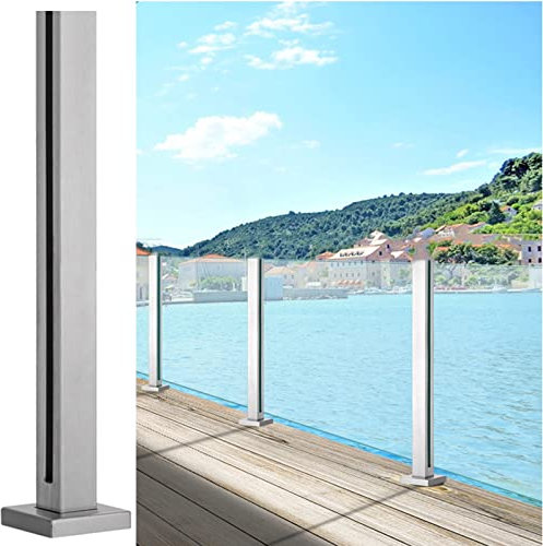 MLYYJH Garde Corps Verre Poteau Escalier INOX Extérieur/Balcon Poteau de clôture en Verre Acier Inoxydable - Sol À Toute épreuve Pince de Balustrade carrée, Étanche Résistance à la Corrosion