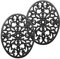 SUMTree Lot de 2 dessous de plat ovales en fonte - Décoratifs - Très résistants - Motif vintage - Avec pinces en caoutchouc - Pour table de cuisine et de salle à manger