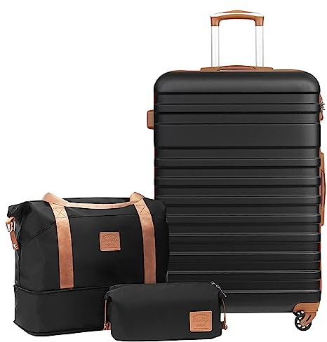 COOLIFE 3-Piece Luggage Set, 28 inch Large Suitcase Set for Checked Luggage | TSA Lock, 360° Spinner Wheels, YKK-zipper, for Vaccation, self-driving tour, equipped with 1 Travel Bag and 1 Toiletry Bag