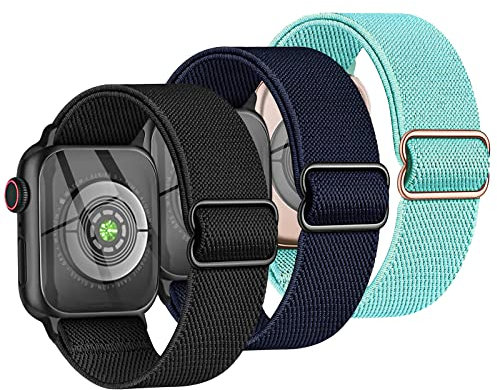 Correa de nailon elástica compatible con correa de Apple Watch para niños, correas de repuesto para iWatch Series SE 9 8 7 6 5 4 3 42 mm, 44 mm, 45 mm