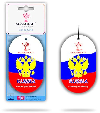 GLÜCKSBLATT Autoparfüm Flagge RUSSLAND - Autoduft bis zu 6 Wochen - Hängendes Papier - ENERGY - rot, weiß, blau