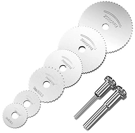 Firschoie 8PCS Hojas de Sierra Circular, HSS Corte Circular, Hojas de Sierra y Anillo Reductor, Herramientas Rotativas para Madera, Piedra, Fibra de Vidrio, Plástico y Metal