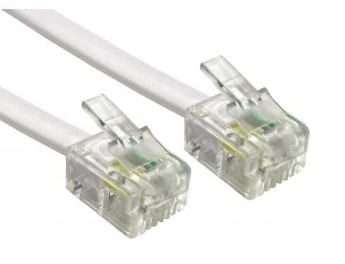 Reulin 4M Flat Landline Telephone Broadband Cable Cord, Wifi Modem Router Wire to RJ11 Phone Socket or Microfilter, ADSL 2+ Filter/Fibre Optic 6/4 High-Speed Internet Lead (4 Metres, White)