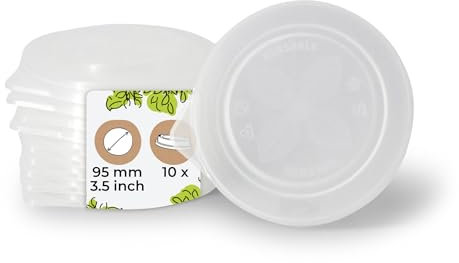 BIOZOYG 10 Stück Mehrweg-Deckel für Becher-to-go Ø 95 mm aus PP Kunststoff transparent I Take-Away-Zubehör im Gastro-Bedarf I Lebensmittel-Deckel für Vorratshaltung - Imbiß - Partyservice und Catering