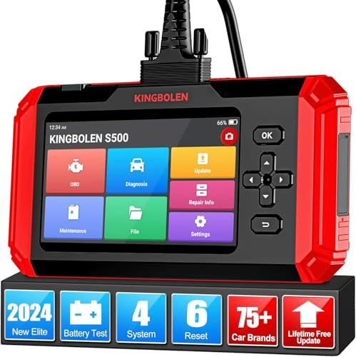 KINGBOLEN S500 OBD2 Diagnosegerät, Automotive Fehlercode Auslesegerät für Motor/Getriebe/ABS/SRS,Diagnosegerät Auto mit Öl, SAS, Bremse,ETS zurücksetzen,Auto VIN,Lebenslange Kostenlose Upgrade