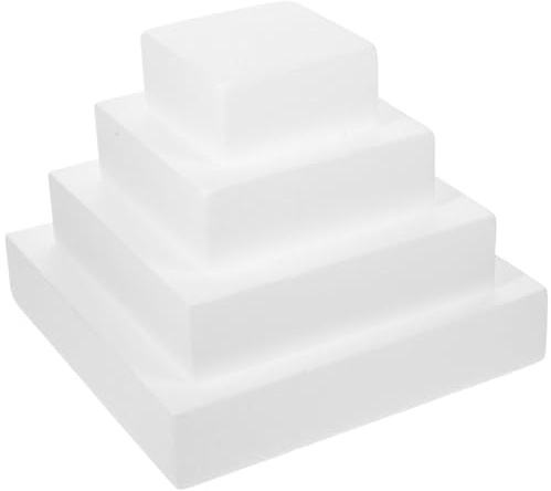 Healeved Styropor Kuchen Dummy Modell 9.84X9.84X1.97 Zoll Kubische Schaumstoff Tortenattrappe Für Hochzeit Geburtstag DIY Backwerkzeuge