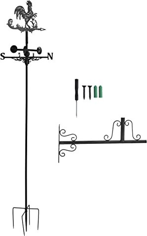 Girouette en Gazon Extérieur, Décoration De Terrasse Fine, Mur en Fer Forgé Et Girouette Montée Au Sol(Coqs)
