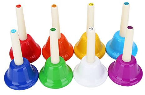 Ozgkee 8-Noten-Set mit Bunten Handglocken aus Metall, Musikinstrumentenspielzeug Kinder