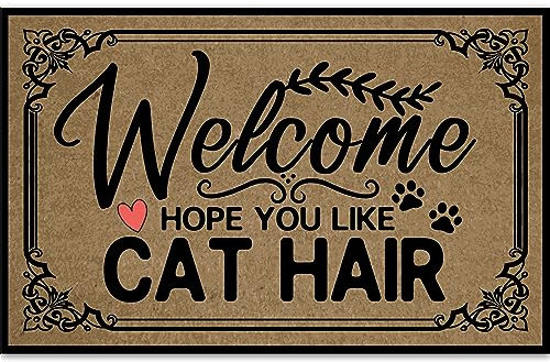 Ayatow Thin Door Mats for Inside Entry, Hope You Like Cat Hair Funny Doormats for Outdoor Entrance Home 23.6 X 15.7 Size, Welcome Mat Indoor Non Slip with Rubber Backing