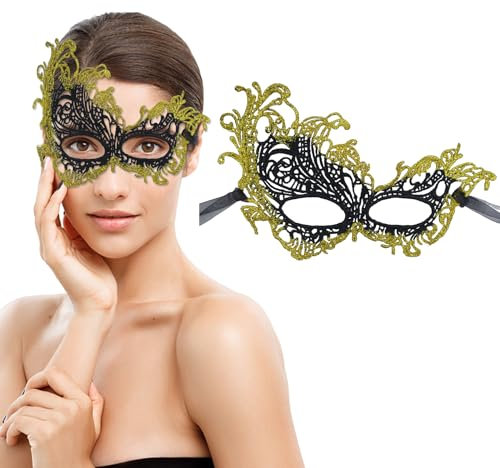 Lady of Luck Damen Spitze Maske Venezianische Maske Sexy Lace Maske Augenmaske Maskerade Maske für Halloween Karneval Party Ball