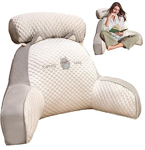 Yatlouba Rückenkissen zum Sitzen im Bett, Lesekissen für Bett und Sofa, Rückenkissen mit armlehnen, Nackenstütze und Armlehnen zum Sitzen im Bett, Lesen, Fernsehen, Spielen