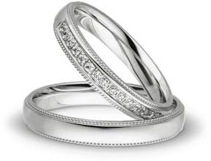 Kolibri Rings Eheringe Silber Rhodiniert 15 Zirkonia Steine Trauringe Partnerringe Freundschaftsringe Paarpreis - Gratis Gravur und Etui