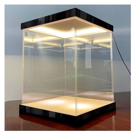 WECLMH Acryl Vitrine Schaukasten, Klar Arbeitsplattenwürfel, Acryl Lagerung Kasten, Zahlen Staubdicht Schutzbox Mit Licht, Aktionsmodelle, Sammlerstücke, Modelle, Kunsthandwerk Veranstalter ( Color :