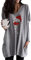 EFOFEI Damen Casual Slim Rundhals Sweatshirt Knielang Bluse Rundhals Herbst Tops Casual Oversize Pullover Weinglas Hellgrau XL