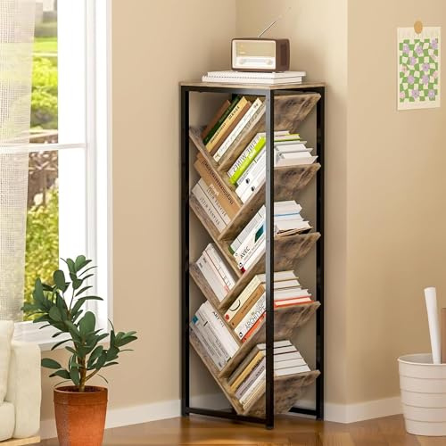 Cutogxon Bücherregal mit 9 Ebenen, bodenstehend, Baum-Bücherregal für Hardcover-Bücher, kleines Bücherregal für kleine Räume, Bücherregale, Holzbuchaufbewahrung, Organizer, Regale für Schlafzimmer