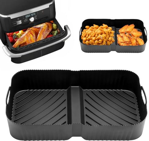 Air fryer Zubehör, Airfryer Silikonform Zubehör für Ninja AF500UK AF500UKCP,Wiederverwendbar Air Fryer Accessories, für Dual Zone Heißluftfritteuse 10.4L Fritteuse