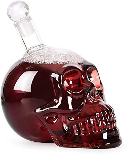 Flaschenregal, Weinregal, Weinglashalter, Whisky-Dekanter, Dekanter für Spirituosen, 1000 ml, Kristall-Wodka-Flasche, Totenkopf-Flaschen, kreative gotische Wein-Wodka-Dekanter, Glas-Dekanter, Whiske
