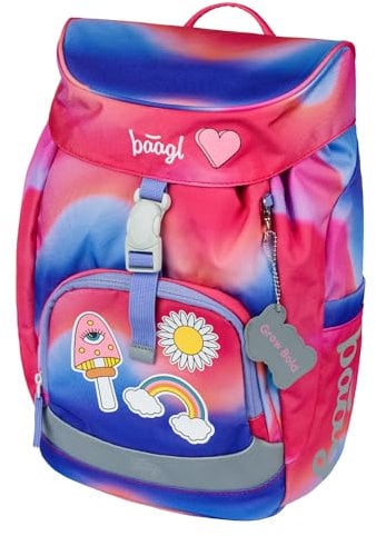 Baagl Schulranzen für 1. Klasse Mädchen, Airy Schulrucksack, Ultraleicht Schule Tasche Kinder, Schultasche, Grundschule Ranzen (Hippie)