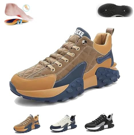 Tenis ortopédicos cómodos para hombre 2024, con cojín de aire, zapatos casuales cómodos, transpirables, antideslizantes, suela gruesa, para caminar y correr, Khaki, 42 EU
