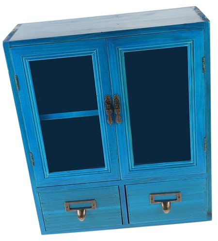 Amosfun Wandschrank Aufbewahrungsschrank Holzschrank Ornament Hausschrank Wand Holzschrank Vitrine Holzmöbel Wandmöbel Landschaftsbau Schrank Kleiner Schrank
