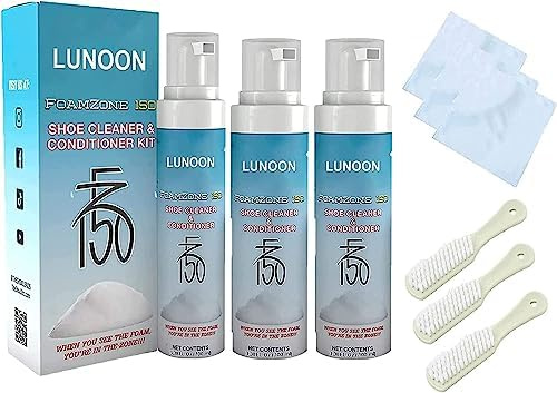 Kuchli Fz150 Shoe Cleaner Kit, Foamzone 150 Sneaker Cleaning Kit, 100ml White Shoes Cleaner with Brush and Cloth for Stains and Yellow Edges Removal