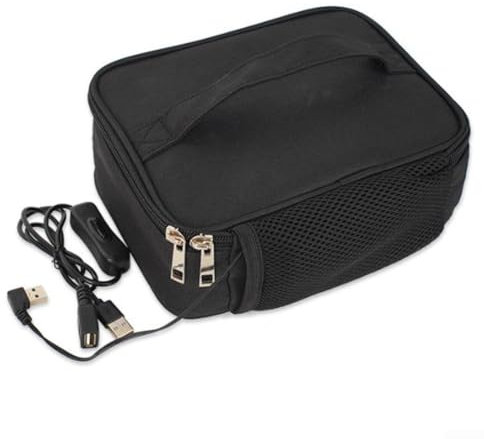 Babominimer Calentador eléctrico de fiambrera, negro, recargable por USB, portátil, para coche, camión, hogar, conductor, impermeable, ligero