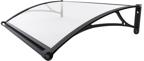 Susoso Vordach, Wandmontiert Überdachung mit Löcher Geringer Wartungsaufwand Produktlänge 120cm Belastbarkeit 200kg für Dächer Grau, Klar