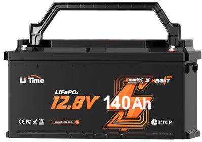 LiTime Batteria LiFePO4 12V 140Ah, Batteria Litio 12V con Bluetooth, Protezione a bassa temperatura e BMS 150A, 15000 Cicli e 10 Anni Di Durata per Caravan, Barche, Trolling Motors, Solare, Nautica