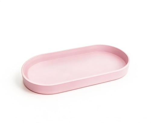 VCREATC Rosa Kleiner Tablett (30 cm), Ovales Tablett für Küchenarbeitsplatte, Badewannen-Badezimmer-Schminktisch-Artikel, Arbeitsplatten-Organizer, Kaffeezubehör, Bar, Serviergewürz, Salz und Pfeffer