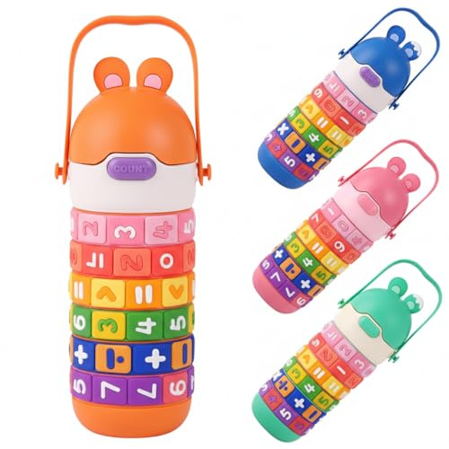 AmiRio Gourde Enfant Isotherme en Acier Inoxydable Anti Fuite avec Paille - Bouteille Metal pour Maternelle, Garçon & Fille 3 à 6 Ans - Ludique et Personnalisable, Sans BPA.