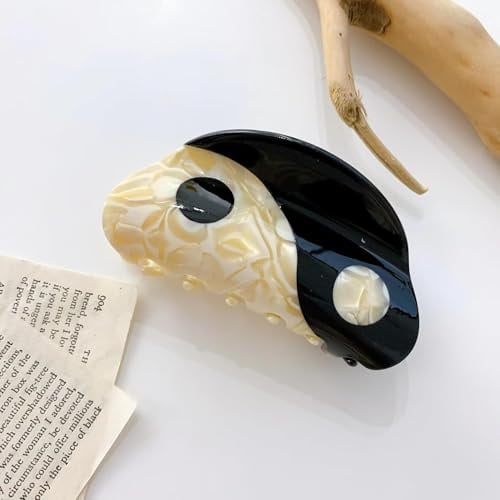 1 x schwarze Haar-Accessoires, Yin-Yang-Haarspangen für Freundin, Punk, Gothic, Vintage-Haarnadeln, Haarverzierungen, ästhetische Geschenke, große Clips und Haarspangen, Haarstyling-Zubehör