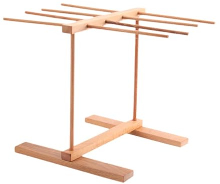 SiaBiced Wood Pasta Dryer Rack Stable 8 Arm Handles for Household Fresh Pasta Kitchen